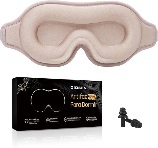 Antifaz para dormir 3D, para una oscuridad absoluta, tejido transpirable con correa ajustable para siestas y viajes