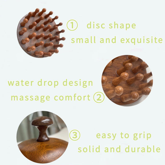 Masajeador de cabeza para el cuero cabelludo, sándalo natural y masajeador corporal