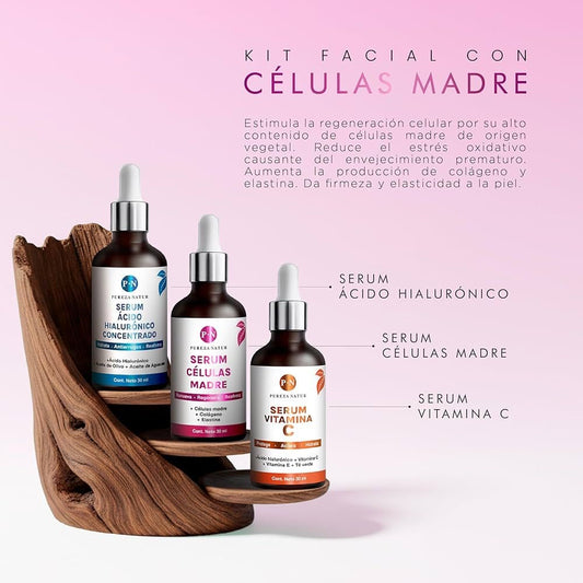 Serum facial Acido Hialurónico, Vitamina C y Células Madre anti edad | Hidratación y rejuvenecimiento