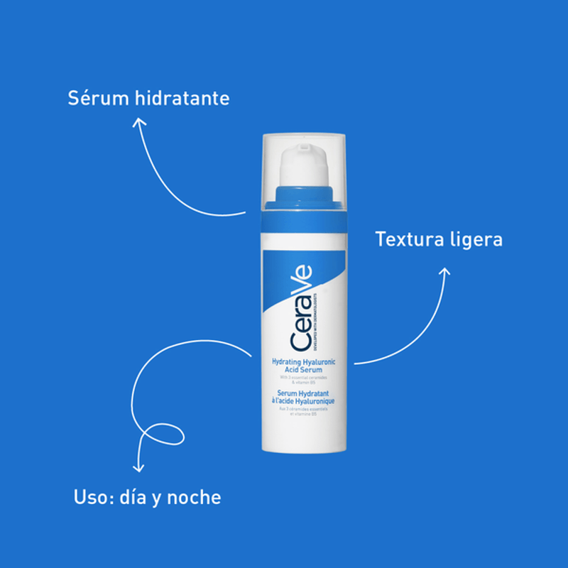 CeraVe Sérum Hidratante con Ácido Hialurónico 30ml | Hidratante facial para todo tipo de piel