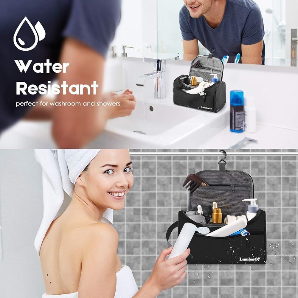 Bolsa de Aseo con Gancho para Accesorios de Viaje Artículos de Tocador Baño, Hombres y Mujeres