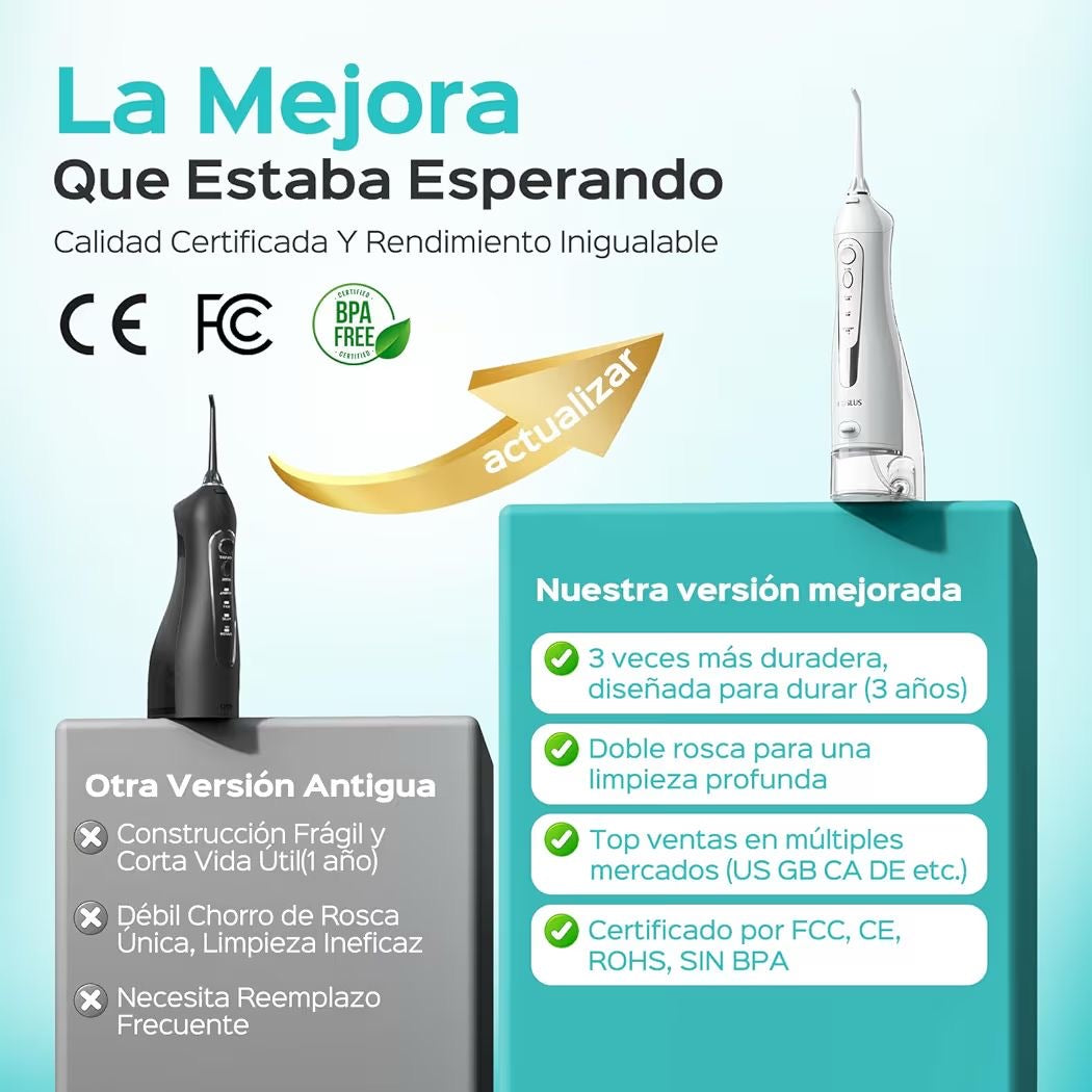 irrigador bucal: ideal para ortodoncia, brackets y encías sensibles, portátil para viajes