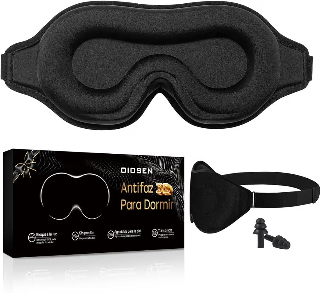 Antifaz para dormir 3D, para una oscuridad absoluta, tejido transpirable con correa ajustable para siestas y viajes