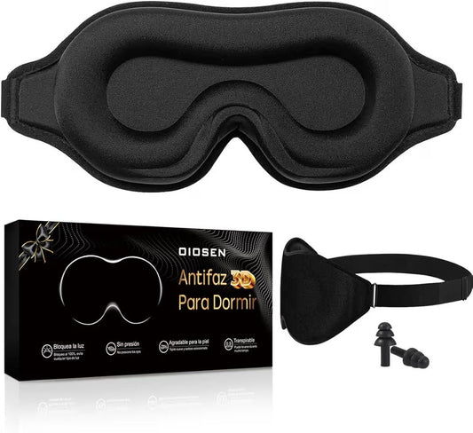 Antifaz para dormir 3D, para una oscuridad absoluta, tejido transpirable con correa ajustable para siestas y viajes