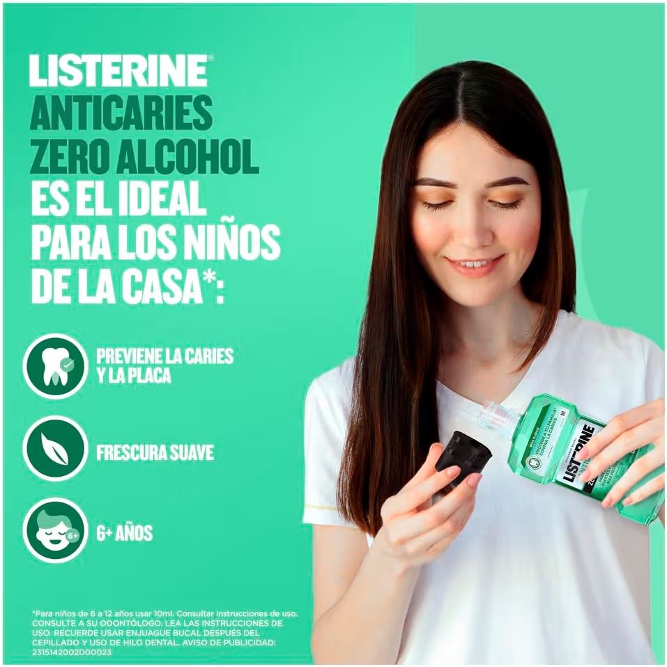 LISTERINE Enjuague Bucal Anticaries Zero Alcohol 500 ml