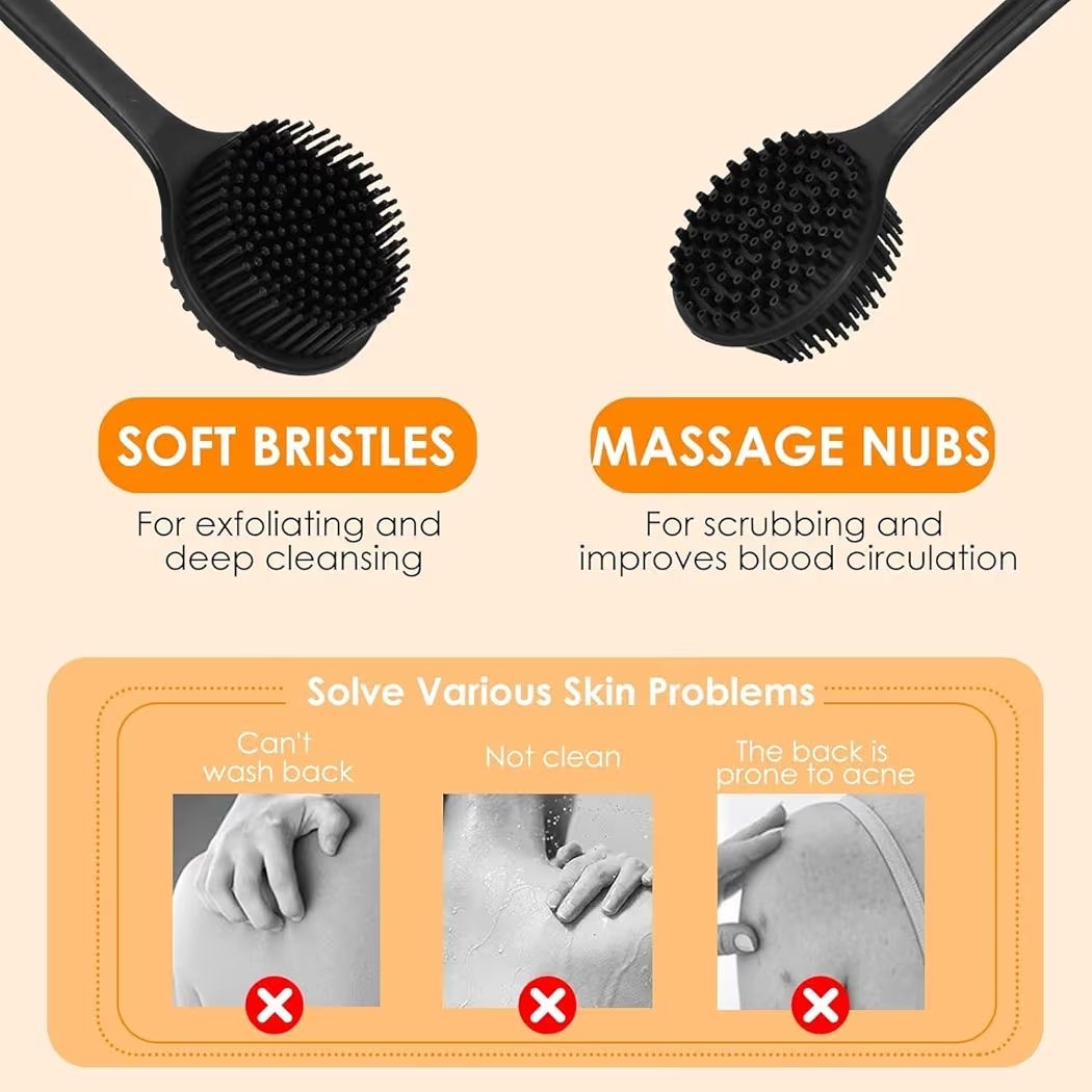 Cepillo de Baño para Hombres y Mujeres con Mango Largo para Masaje y Exfoliación de piel