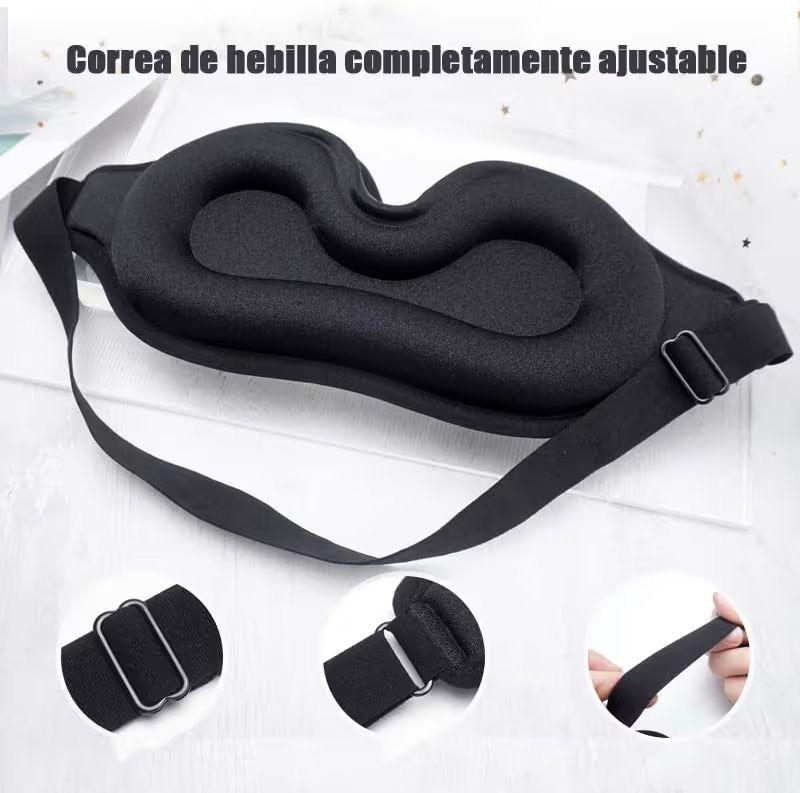 Antifaz para dormir 3D, para una oscuridad absoluta, tejido transpirable con correa ajustable para siestas y viajes