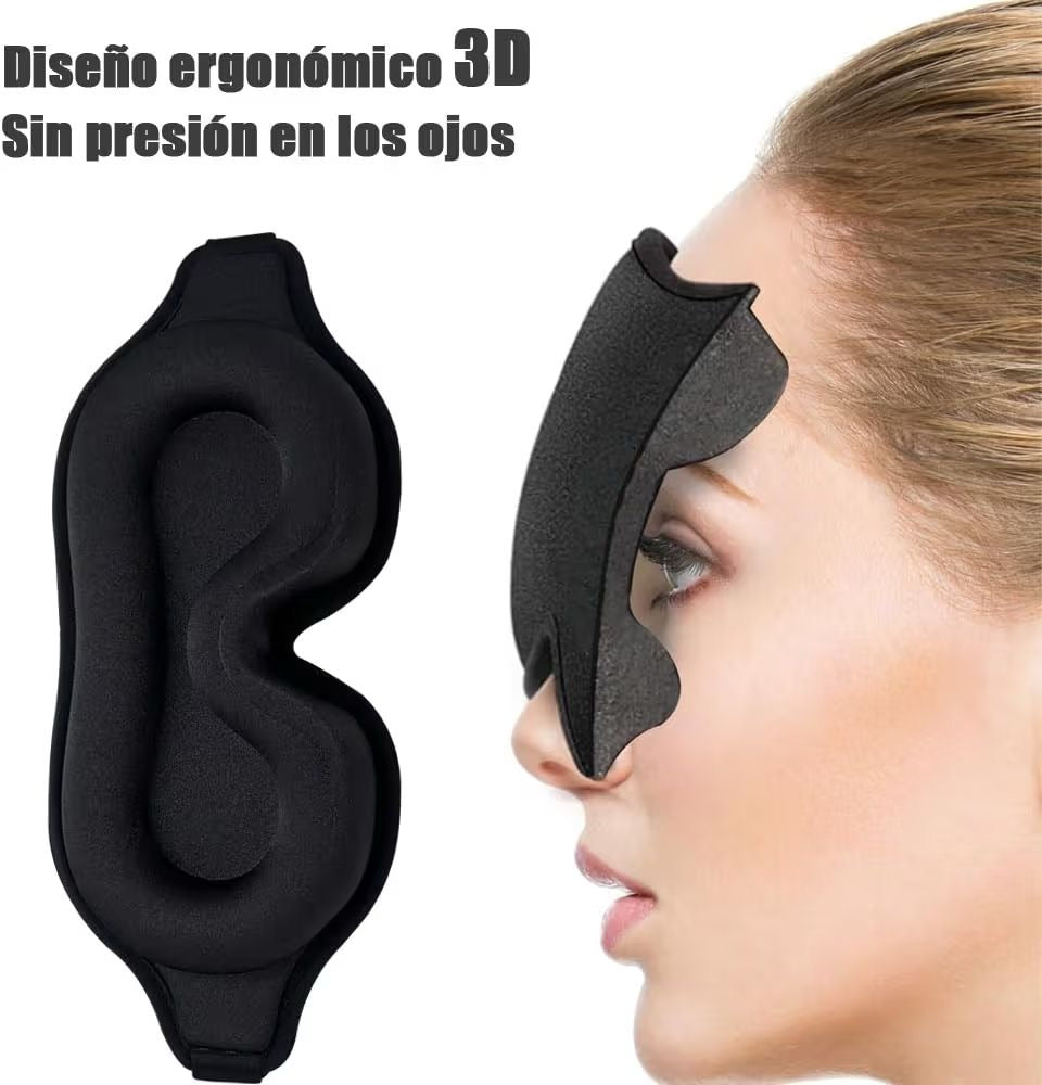 Antifaz para dormir 3D, para una oscuridad absoluta, tejido transpirable con correa ajustable para siestas y viajes
