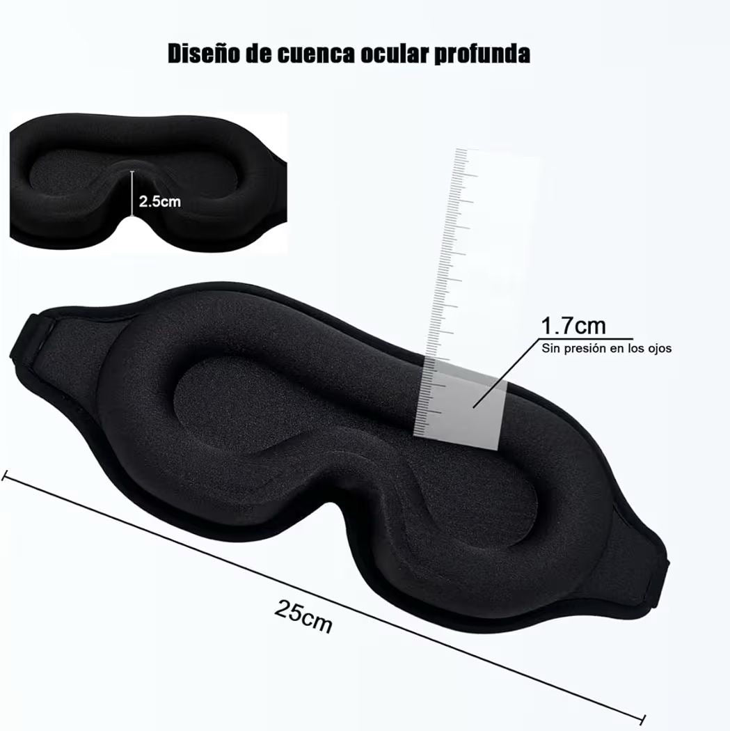 Antifaz para dormir 3D, para una oscuridad absoluta, tejido transpirable con correa ajustable para siestas y viajes