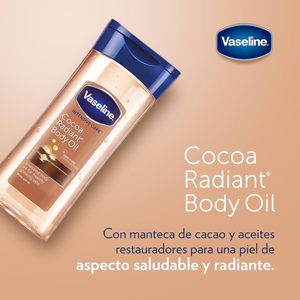 Aceite Corporal Cocoa Radiant, Hidratación Profunda con Brillo Natural, Enriquecido con Cacao Puro