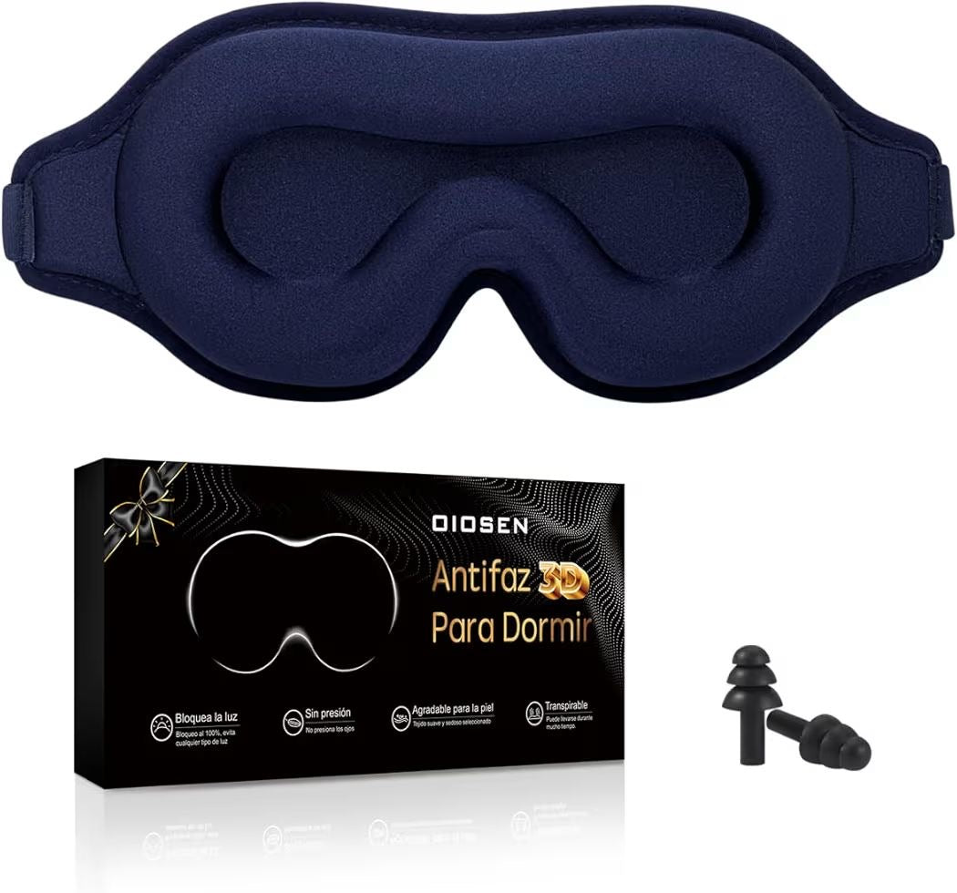 Antifaz para dormir 3D, para una oscuridad absoluta, tejido transpirable con correa ajustable para siestas y viajes