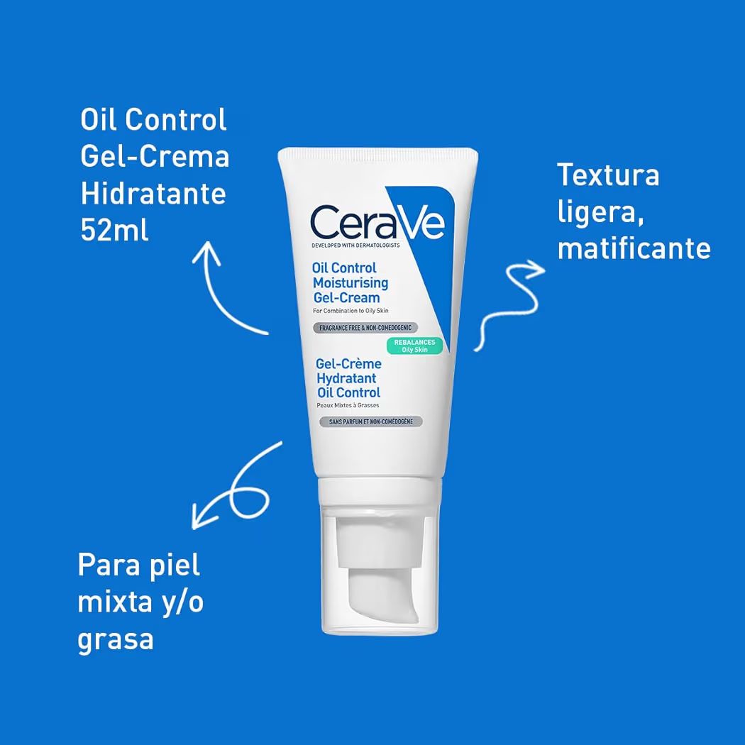 CeraVe Oil Control Gel-Crema Hidratante I Control de Brillo & Hidratación Facial