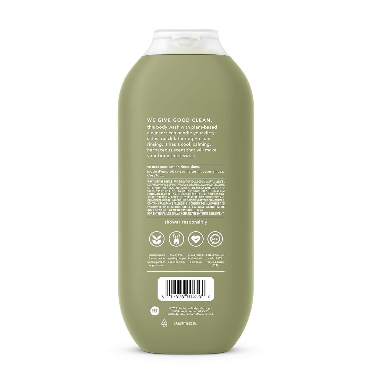 Gel de Baño (Todo el Cuerpo) para Hombres Corporal, Juniper + Sage , sin parabenos ni Sulfatos, 18 fl oz