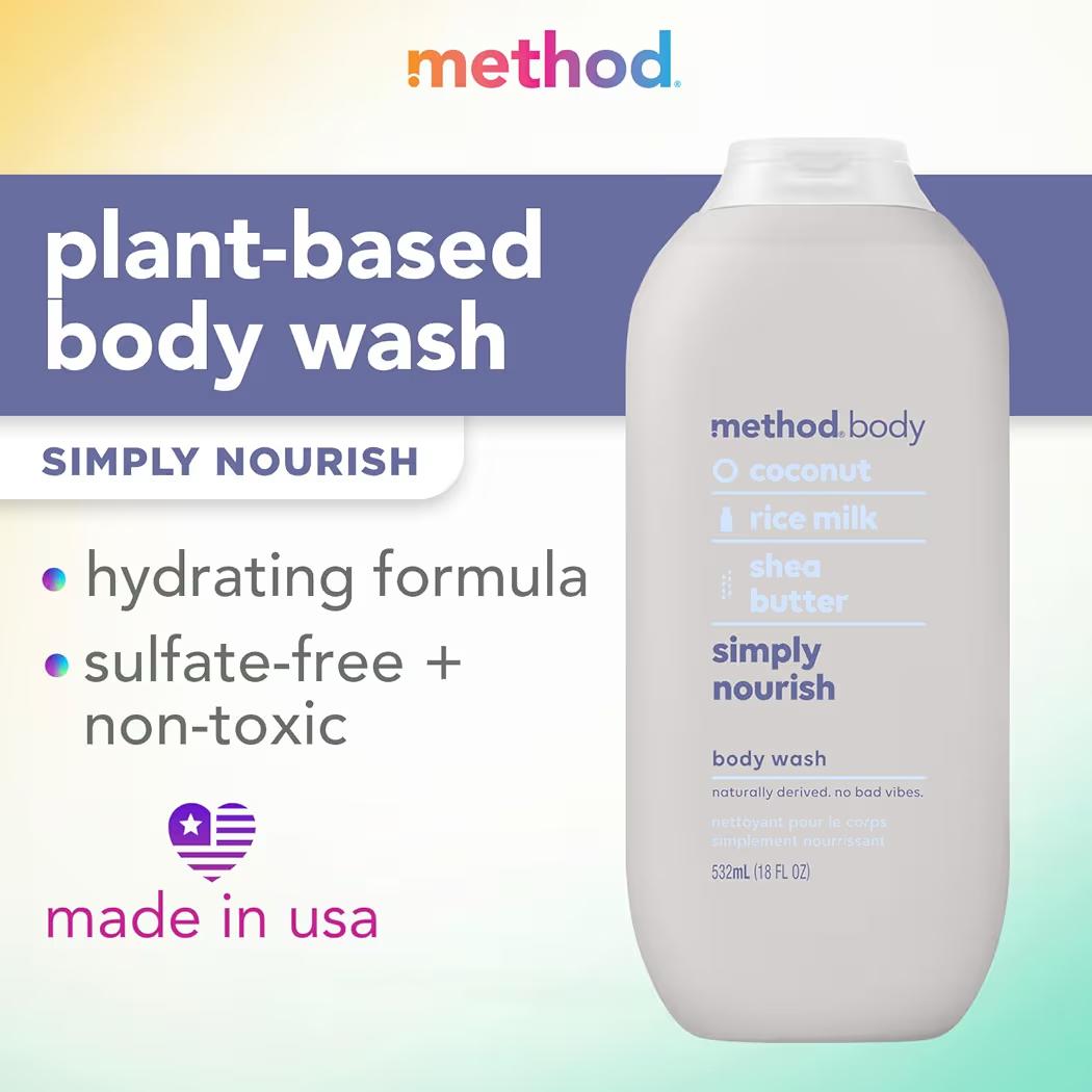 Gel de Baño (Todo el Cuerpo)para Hombres Corporal, Simply Nourish, sin parabenos ni Sulfatos, 18 oz