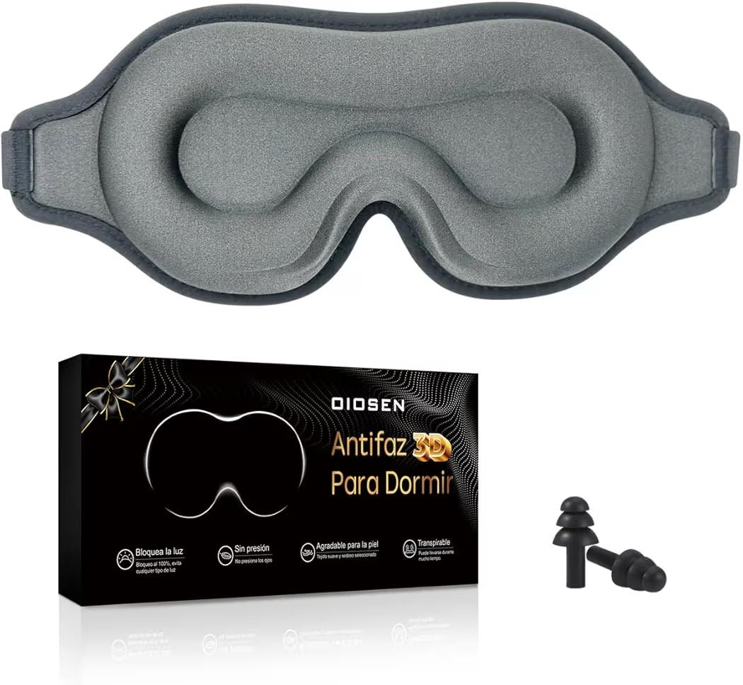 Antifaz para dormir 3D, para una oscuridad absoluta, tejido transpirable con correa ajustable para siestas y viajes