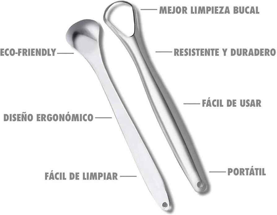 Limpiador de Lengua Acero Inoxidable y combate  el mal aliento