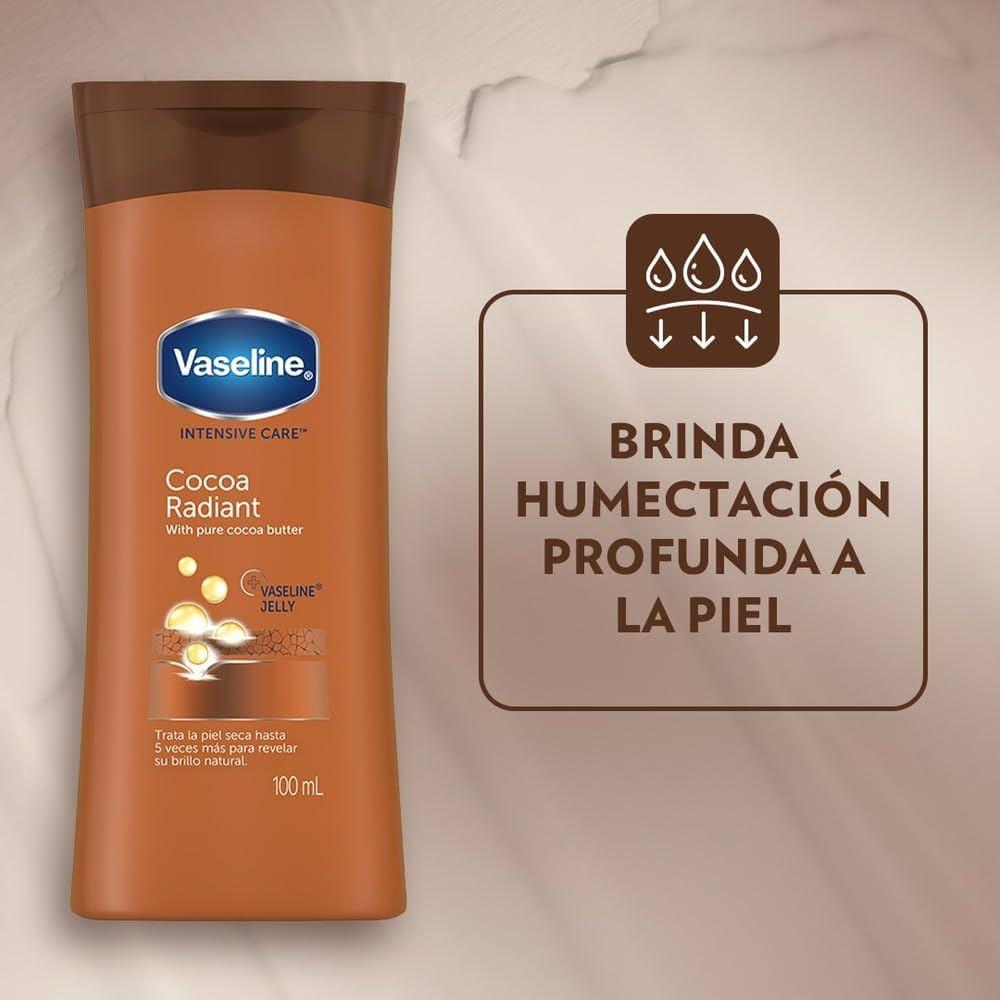 VASELINE Crema Corporal, Piel Con Aspecto Saludable y Radiante, 100 ml, Cocoa Radiant