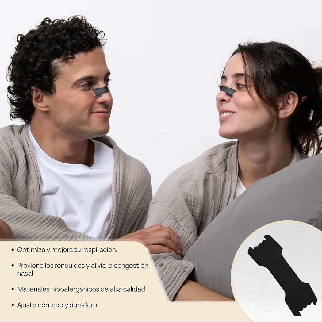Tiras Nasales Antirronquidos - Alivio Instantáneo de Congestión Nasal - Ayudan con la Respiración y Ronquidos - Mejora la Oxigenación - Uso deportivo