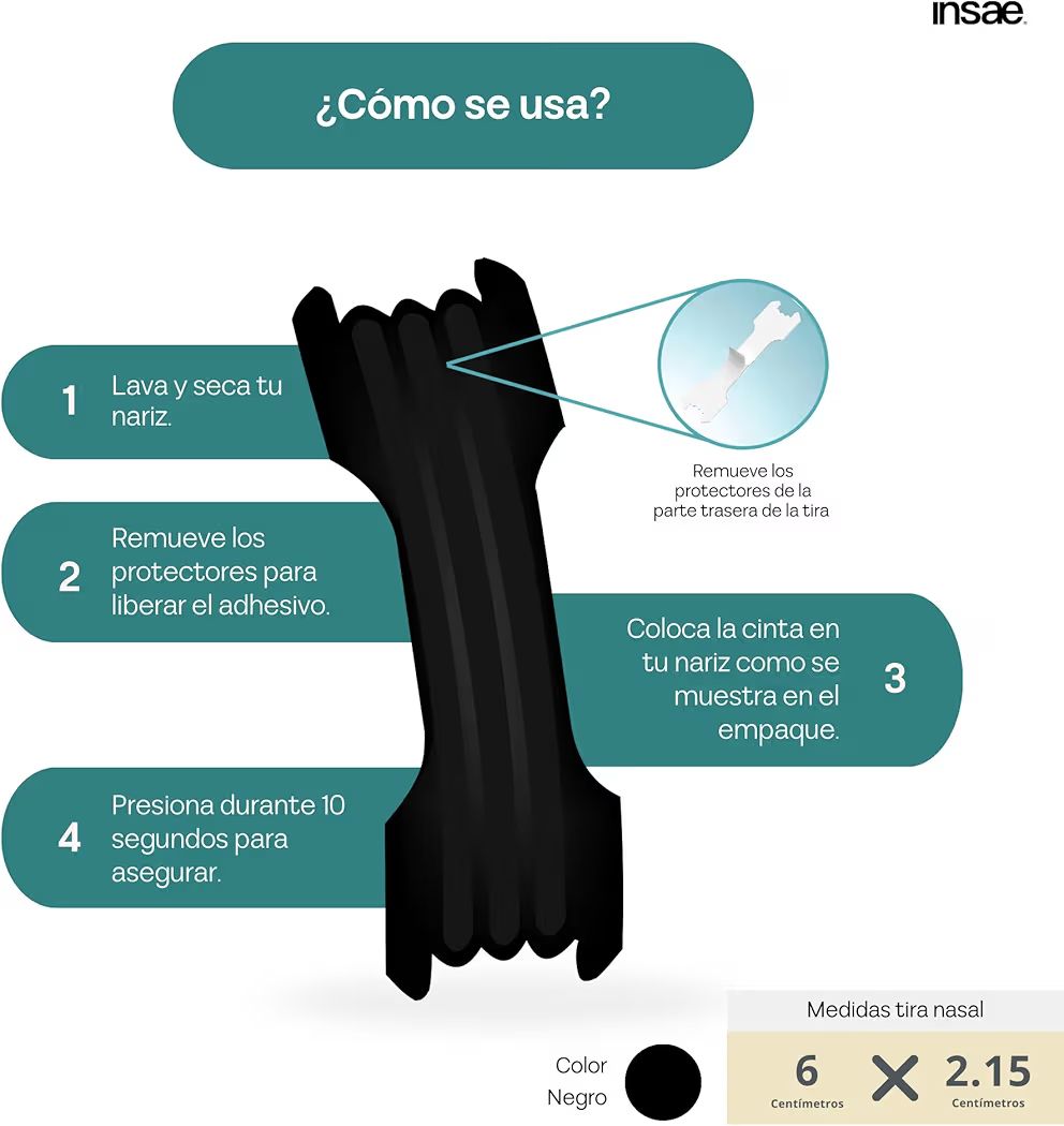 Tiras Nasales Antirronquidos - Alivio Instantáneo de Congestión Nasal - Ayudan con la Respiración y Ronquidos - Mejora la Oxigenación - Uso deportivo