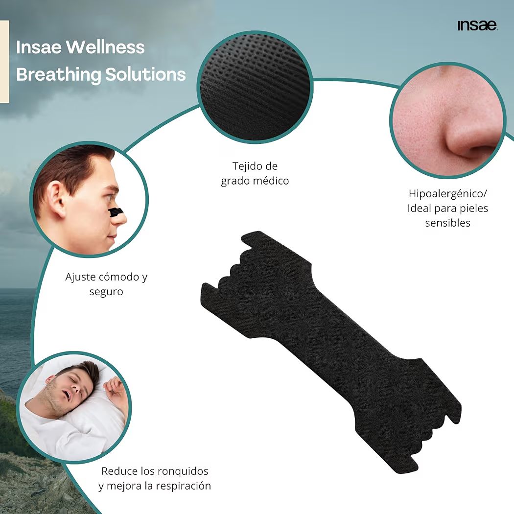 Tiras Nasales Antirronquidos - Alivio Instantáneo de Congestión Nasal - Ayudan con la Respiración y Ronquidos - Mejora la Oxigenación - Uso deportivo