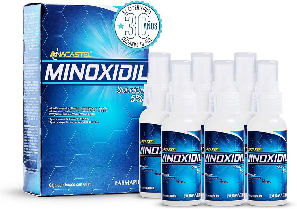 Minoxidil Solución 5% | Tratamiento Capilar Anticaída Cabello,Barba y Bigote | Alarga Fase de Crecimiento del Cabello | Hombres y Mujeres | Formato Spray