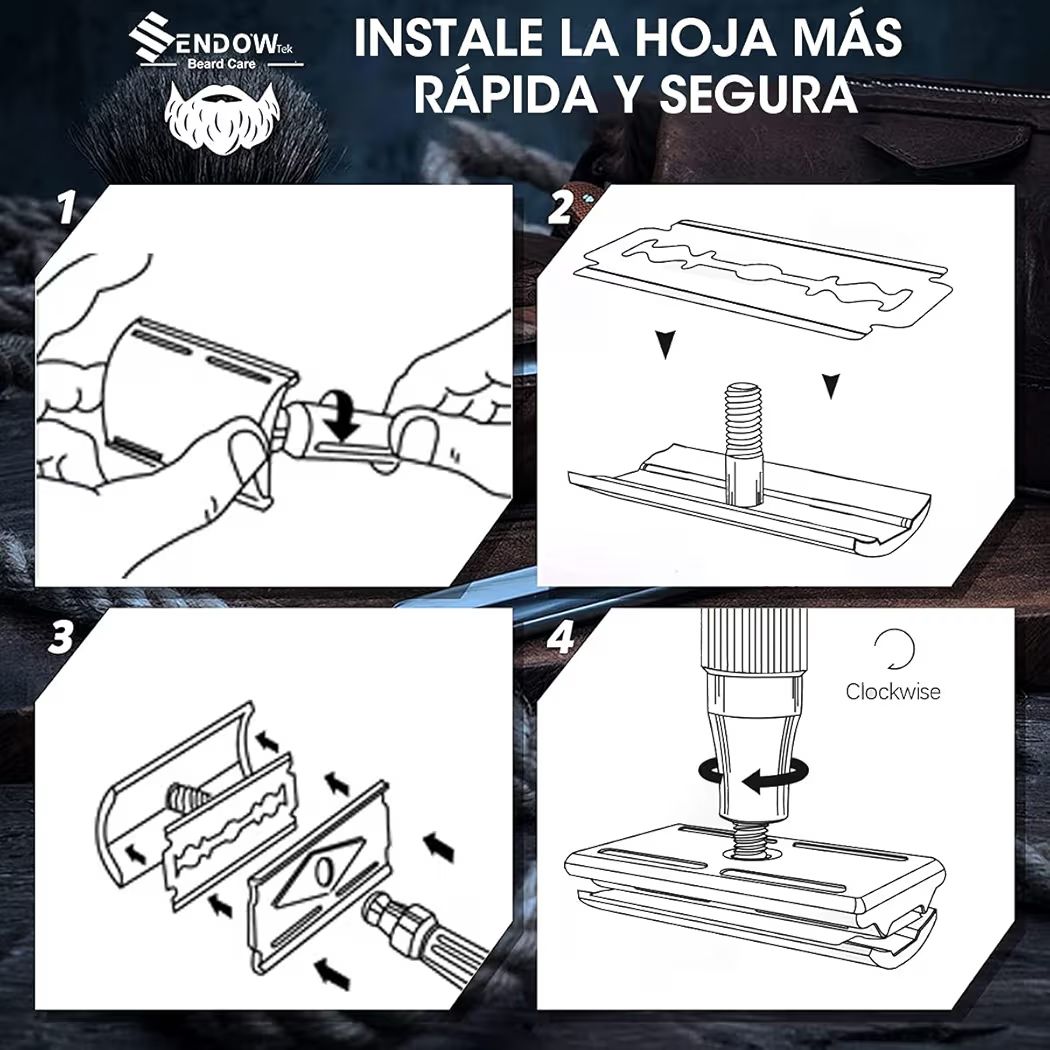 Afeitadora,Maquinilla de Afeitar,Clasica Rastrillo para Afeitar Hombre de Doble Filo con Stainless Steel Razor Shaver con Espejo Interior