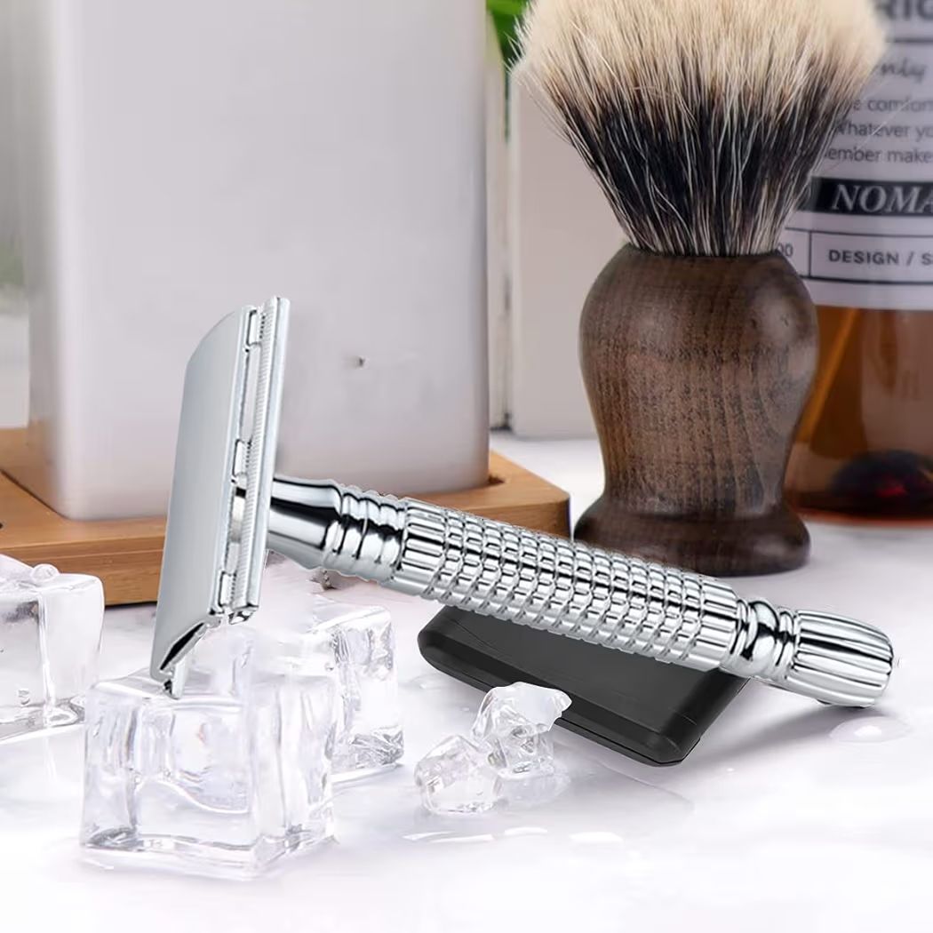 Afeitadora,Maquinilla de Afeitar,Clasica Rastrillo para Afeitar Hombre de Doble Filo con Stainless Steel Razor Shaver con Espejo Interior