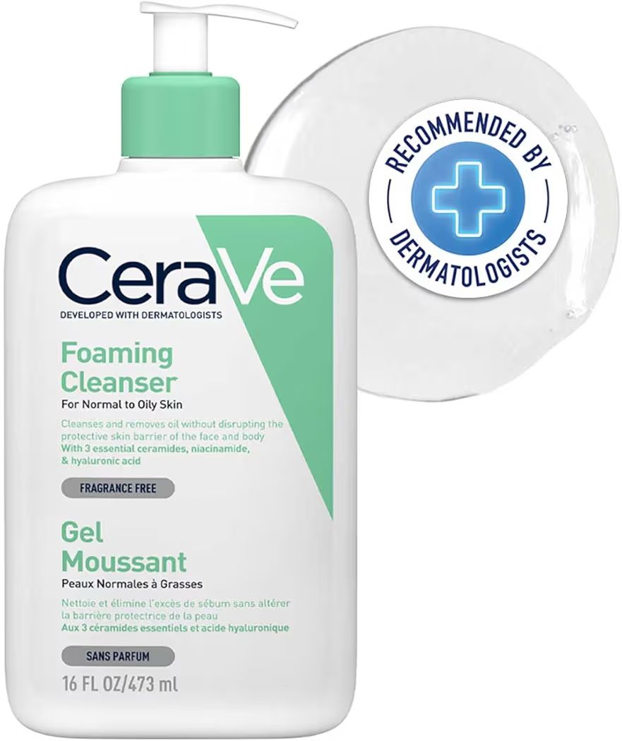 CeraVe Gel Limpiador Espumoso Diario para Piel Mixta, Grasa o con Acné 473ml