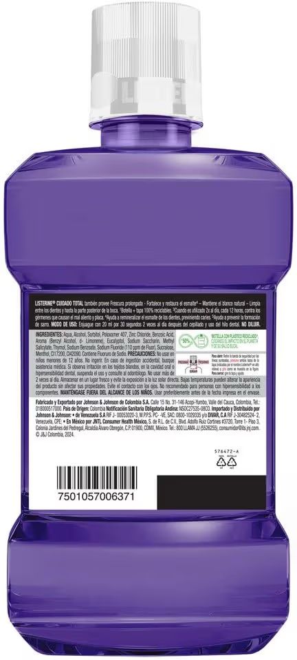 LISTERINE Enjuague Bucal Cuidado Total 500 ml
