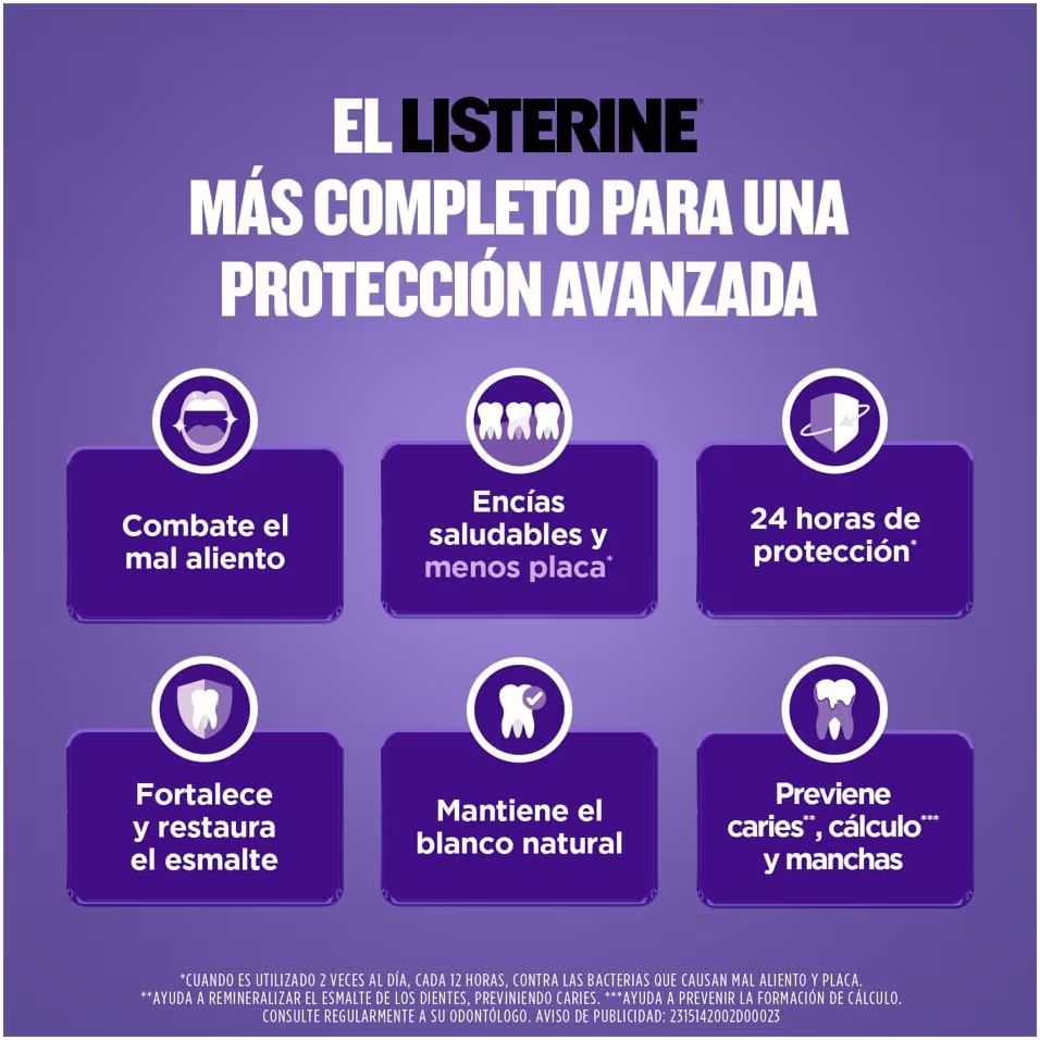 LISTERINE Enjuague Bucal Cuidado Total 500 ml