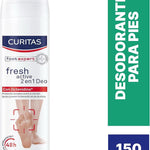 Curitas Desodorante para pies en Spray Fresh Active 2 en 1 DEO, con Octenidina que protege tus pies contra el mal olor por hasta 48 horas, 150 ml