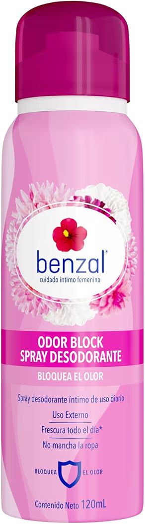 Benzal Spray Desodorante Íntimo con Tecnología que Bloquea el Olor, Hipoalergénico,120ml