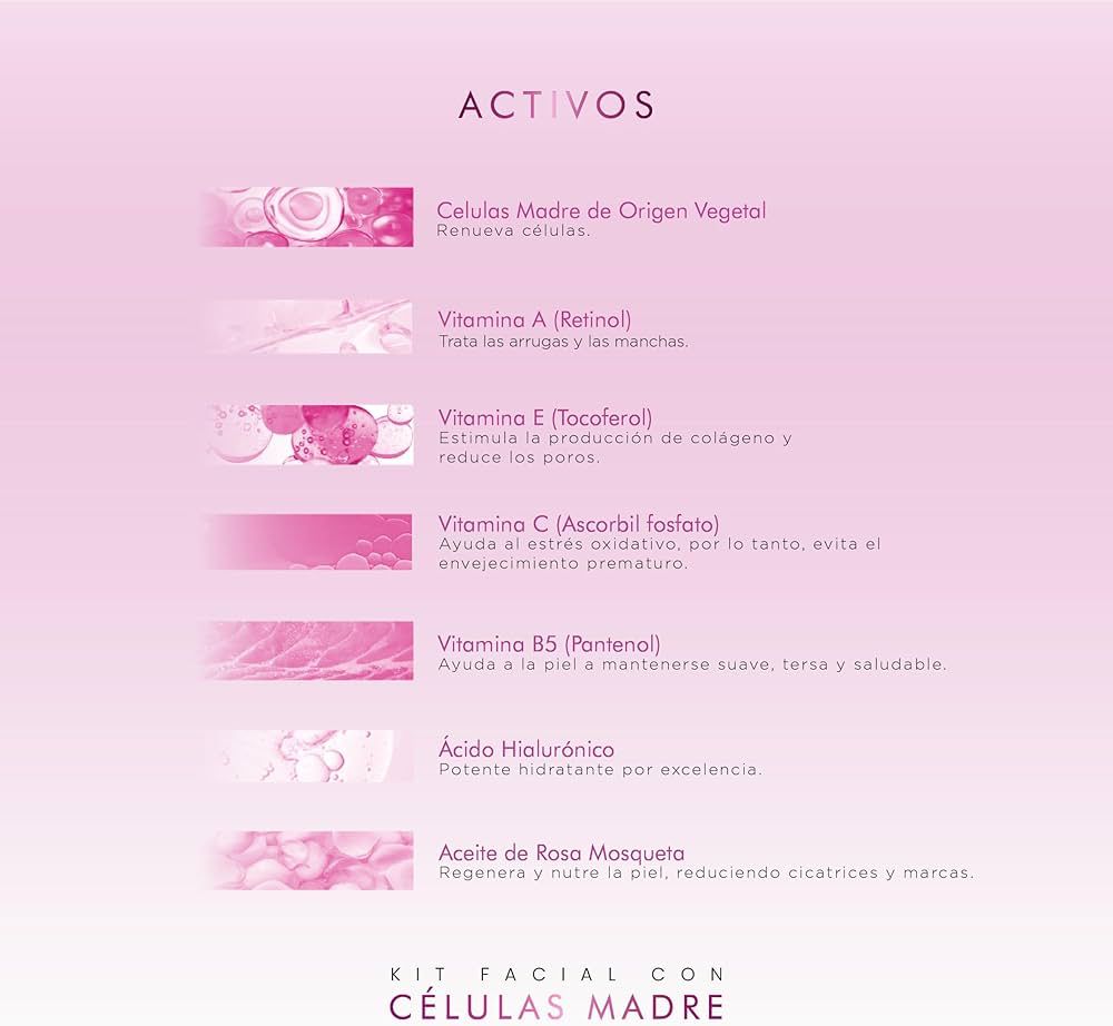 Serum facial Acido Hialurónico, Vitamina C y Células Madre anti edad | Hidratación y rejuvenecimiento (Kit AH + Celulas madre + Vit C)