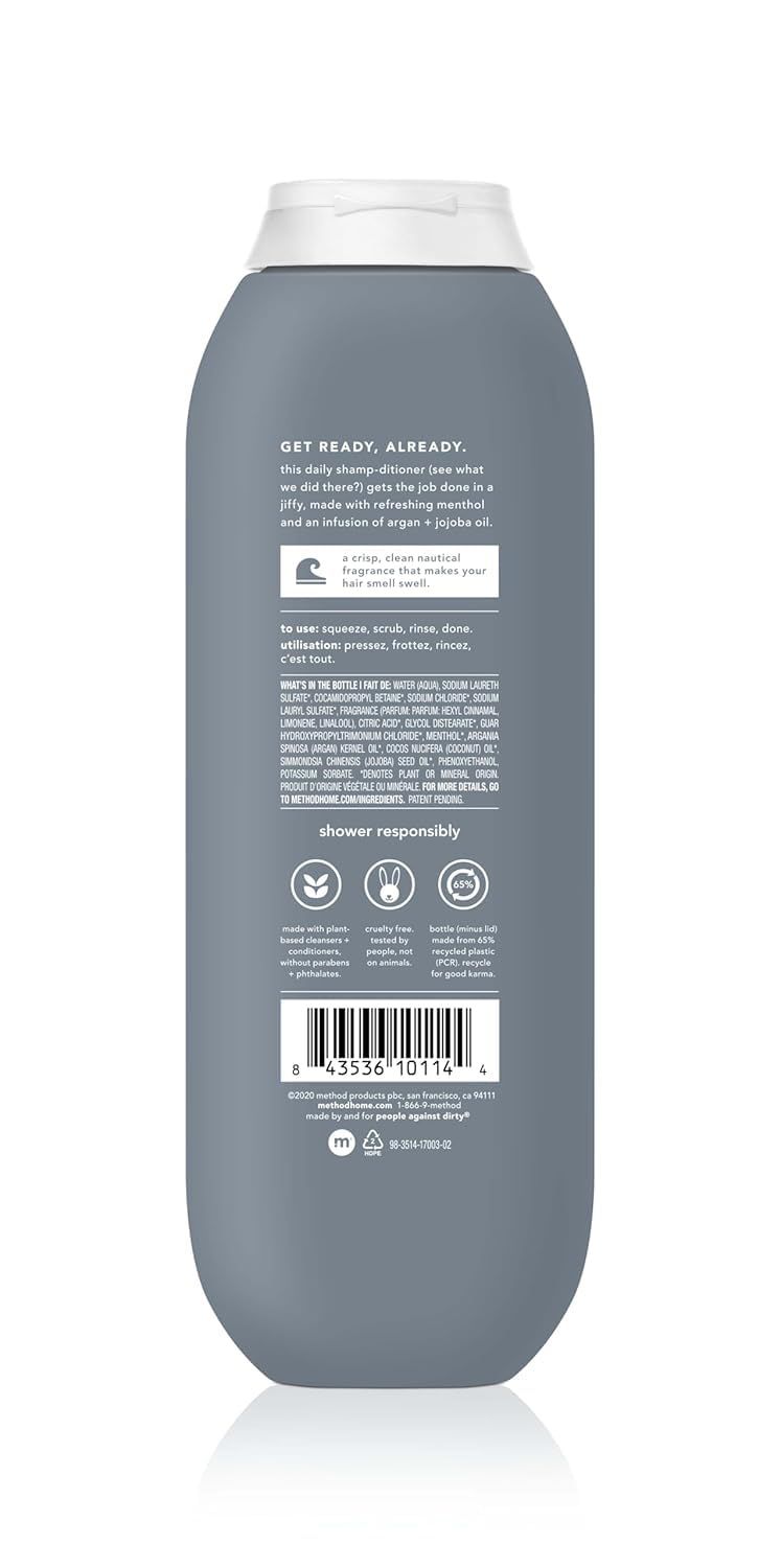 Champú 2 en 1 para hombre + acondicionador, mar + surf, 14 oz