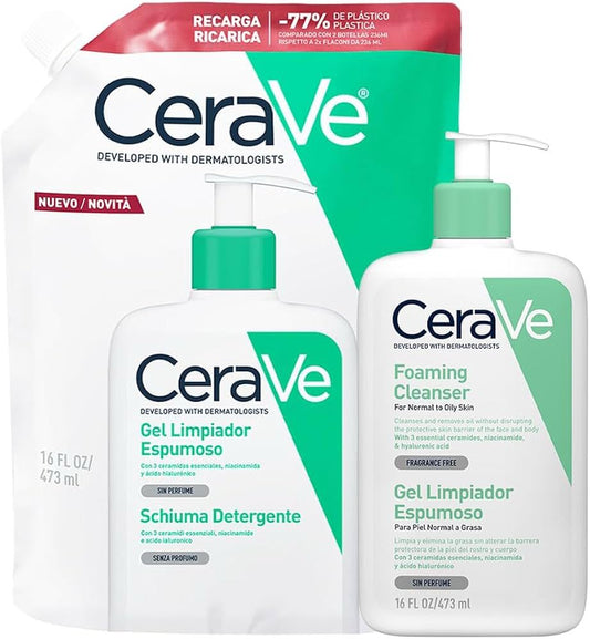 CeraVe Refill Para Gel Espumoso 16oz | Limpiador Piel Normal a Grasa