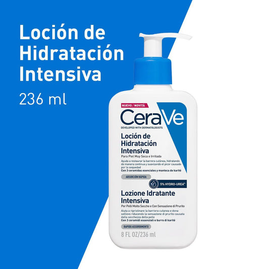 CeraVe Loción de Hidratación Intensiva para piel muy seca con mejora inmediata de la comezón 236ml