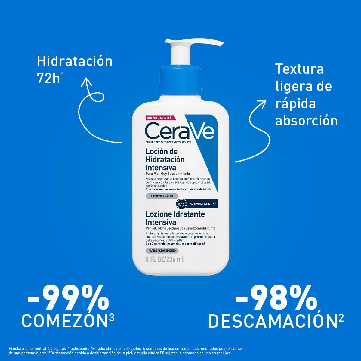 CeraVe Loción de Hidratación Intensiva para piel muy seca con mejora inmediata de la comezón 236ml