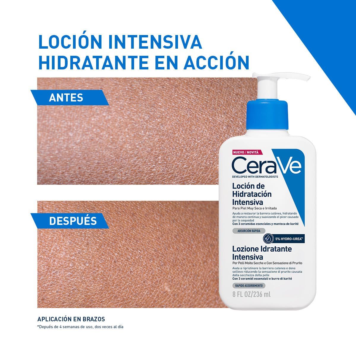 CeraVe Loción de Hidratación Intensiva para piel muy seca con mejora inmediata de la comezón 236ml